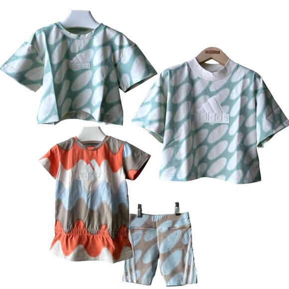 Adidas X Marimekko Future Icons 3- stripes Tee, Size S, Cloud White/ Green - Picture 12 of 13